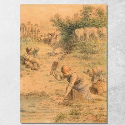 La Lavandière Jean-François Millet jfm25 canvas print 