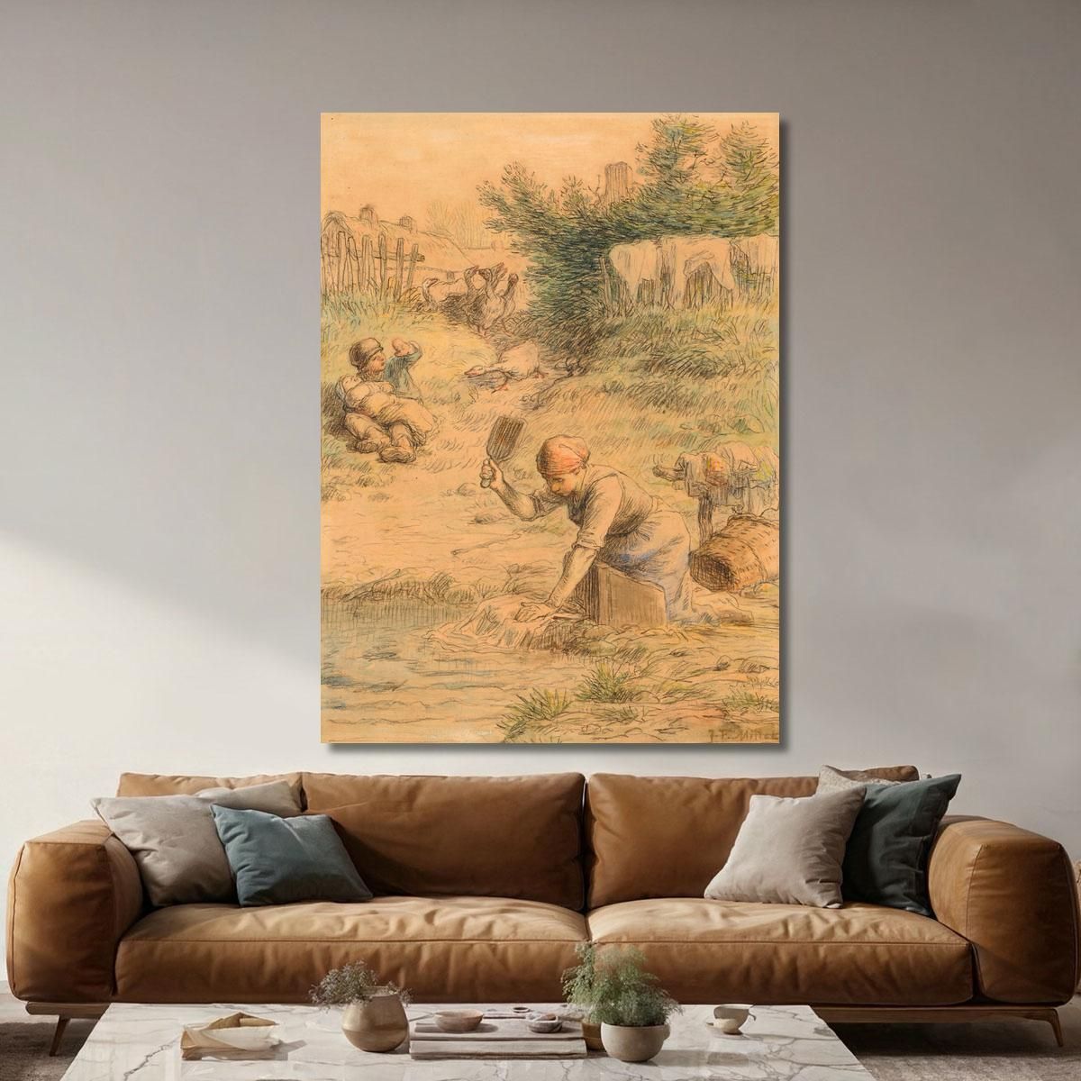 La Lavandière Jean-François Millet jfm25 canvas print 