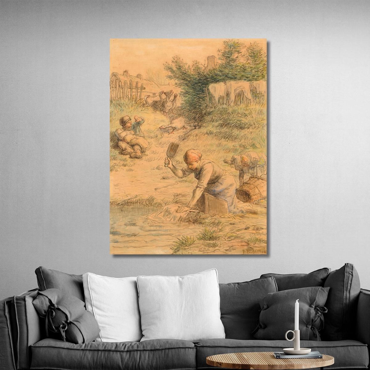 La Lavandière Jean-François Millet jfm25 canvas print 