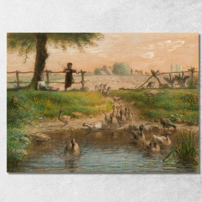 Peasant Children At Goose Pond Jean-François Millet jfm42 canvas print 
