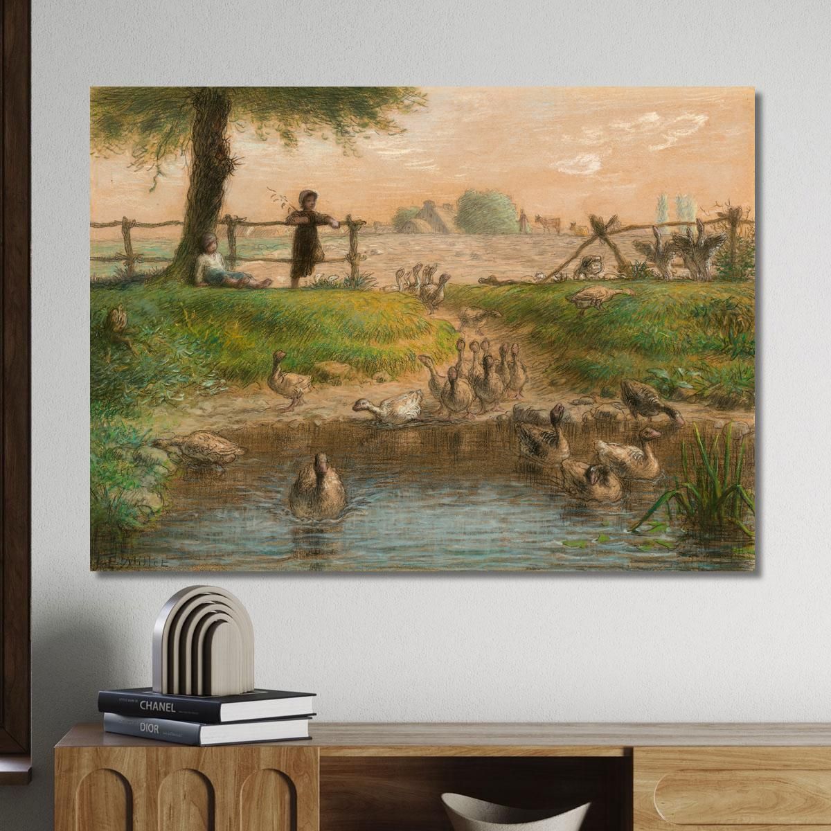 Peasant Children At Goose Pond Jean-François Millet jfm42 canvas print 