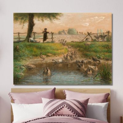 Peasant Children At Goose Pond Jean-François Millet jfm42 canvas print 