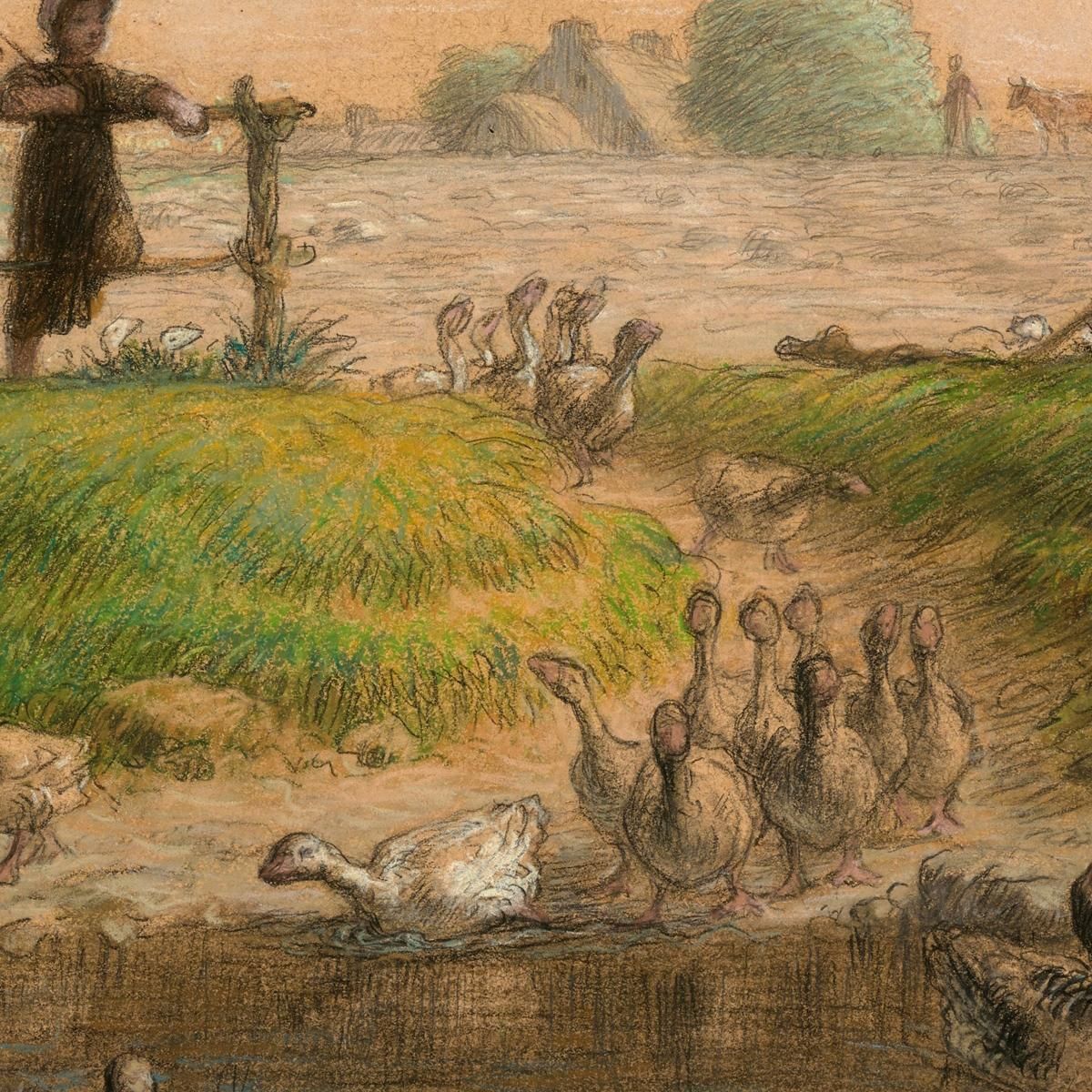 Peasant Children At Goose Pond Jean-François Millet jfm42 canvas print