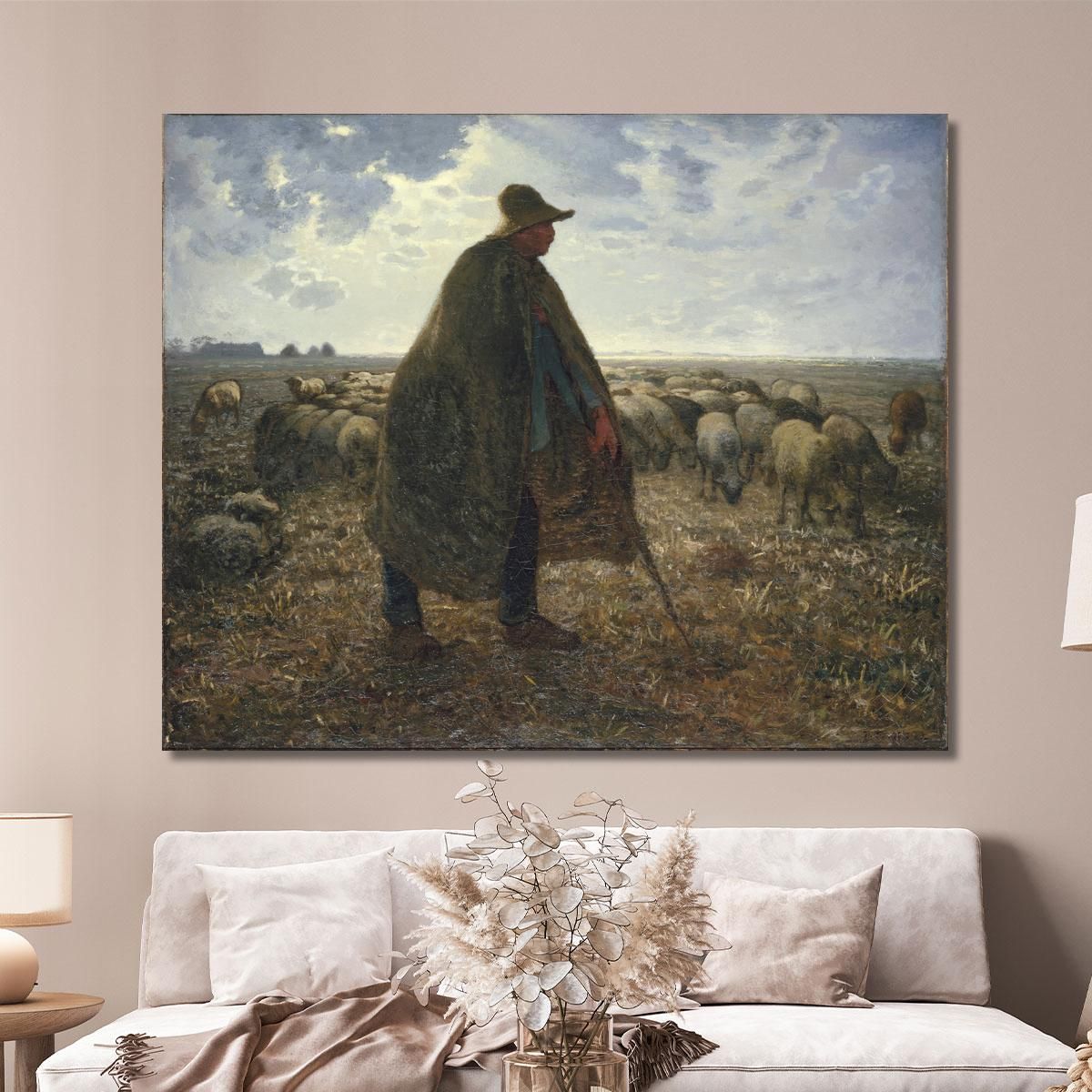 Shepherd Tending His Flock Jean-François Millet jfm61 canvas print 