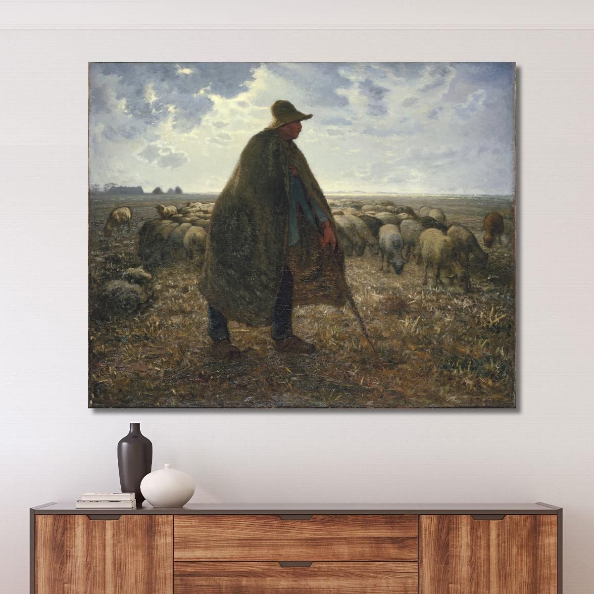 Shepherd Tending His Flock Jean-François Millet jfm61 canvas print 