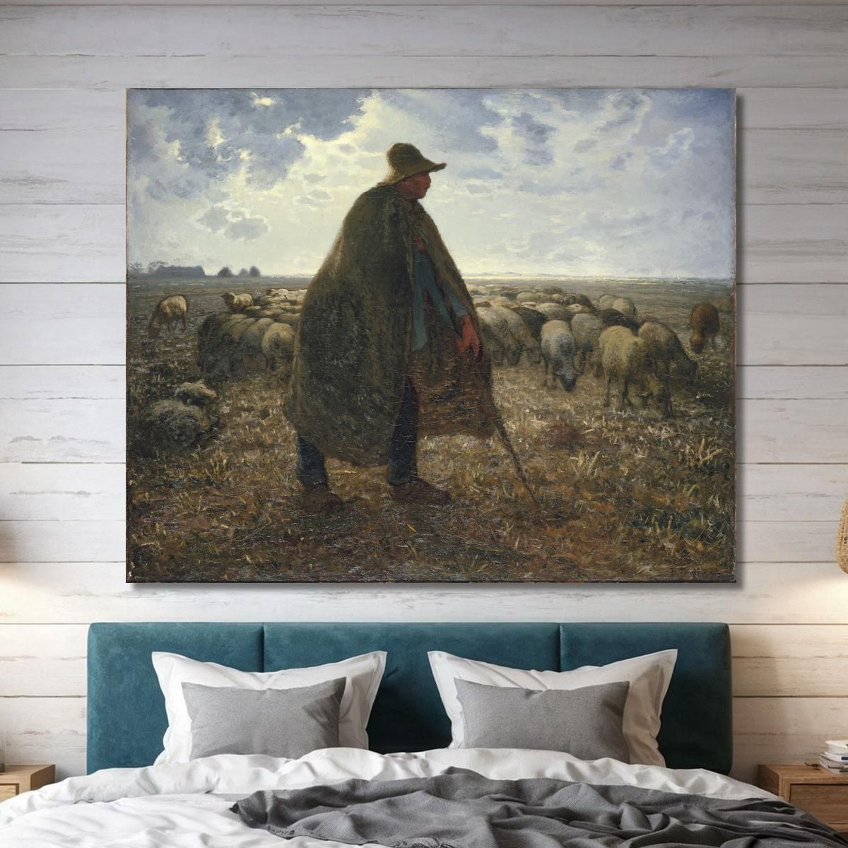 Shepherd Tending His Flock Jean-François Millet jfm61 canvas print 