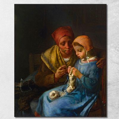 The Knitting Lesson Jean-François Millet jfm71 canvas print 