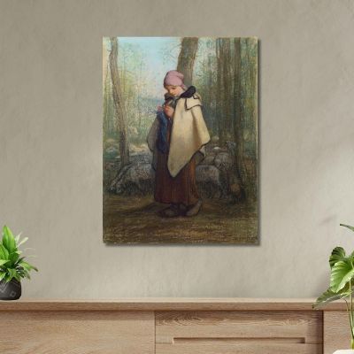 The Knitting Shepherdess Jean-François Millet jfm72 canvas print 