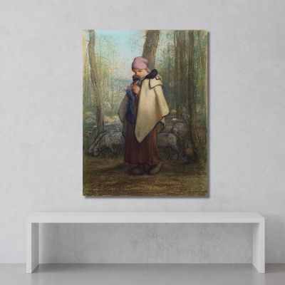 The Knitting Shepherdess Jean-François Millet jfm72 canvas print 