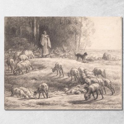 The Shepherdess Jean-François Millet jfm78 canvas print 