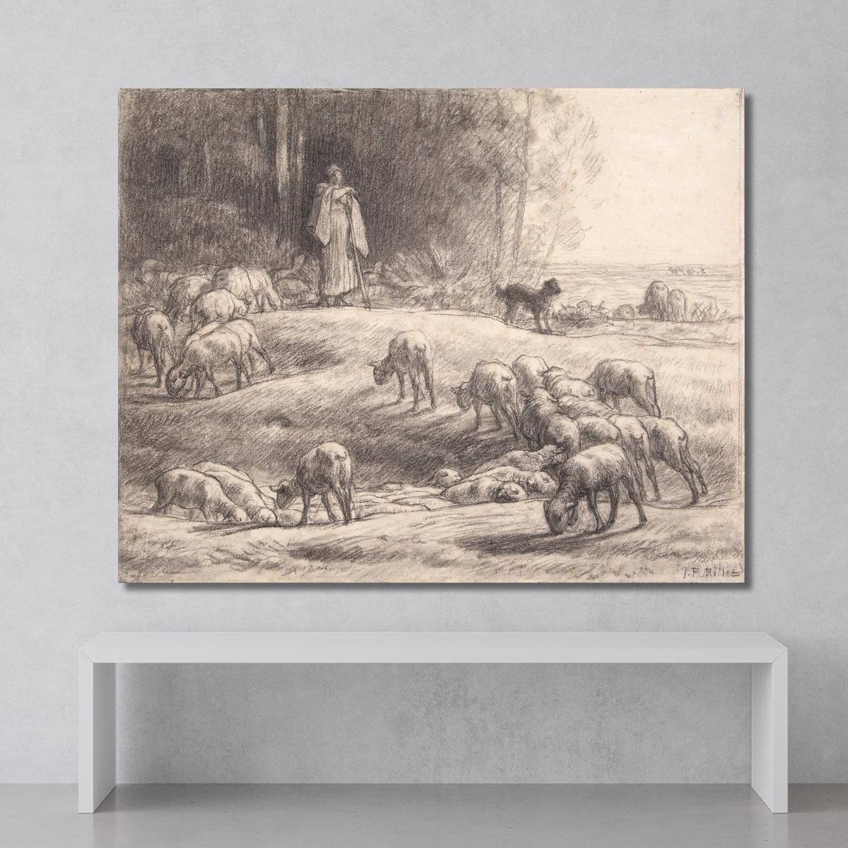 The Shepherdess Jean-François Millet jfm78 canvas print 
