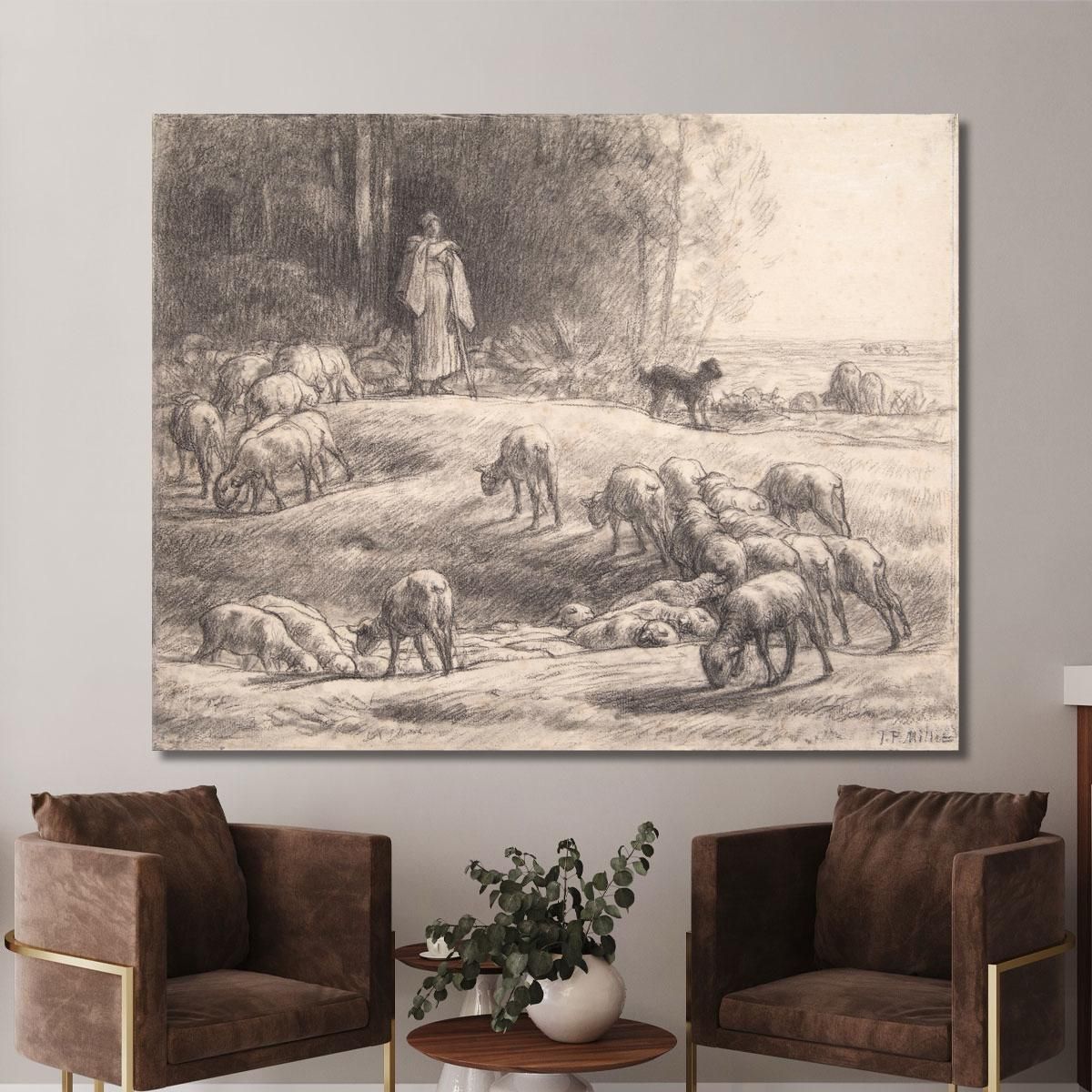 The Shepherdess Jean-François Millet jfm78 canvas print 