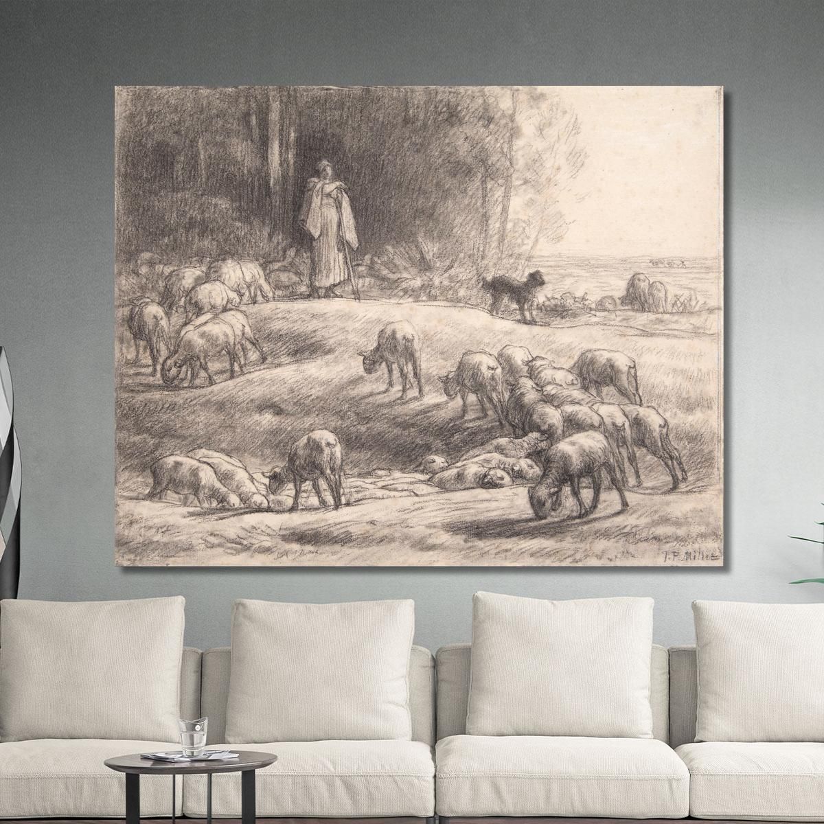 The Shepherdess Jean-François Millet jfm78 canvas print 