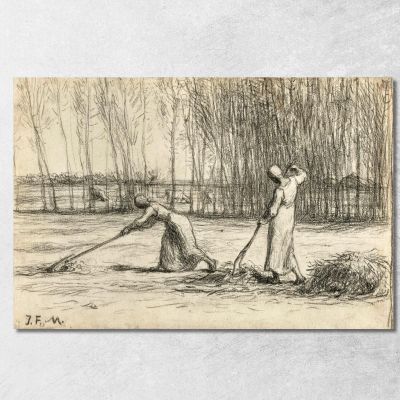 Two Women Working Hay Jean-François Millet jfm85 canvas print 