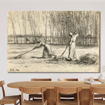 Two Women Working Hay Jean-François Millet jfm85 canvas print 
