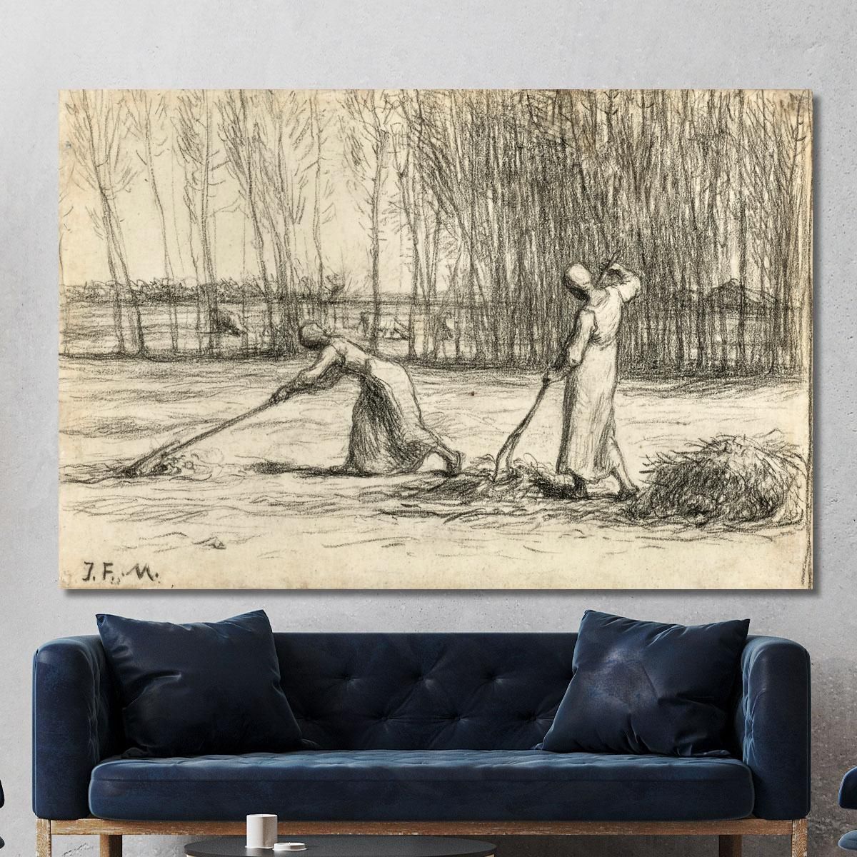 Two Women Working Hay Jean-François Millet jfm85 canvas print 