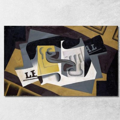 Glass And Newspaper Juan Gris jgr26 canvas print 