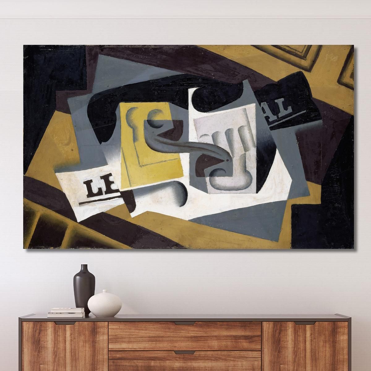 Glass And Newspaper Juan Gris jgr26 canvas print 