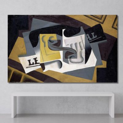 Glass And Newspaper Juan Gris jgr26 canvas print 