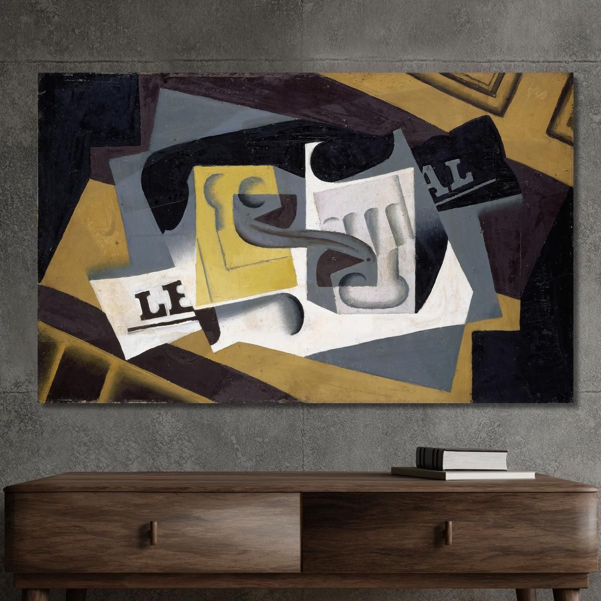 Glass And Newspaper Juan Gris jgr26 canvas print 