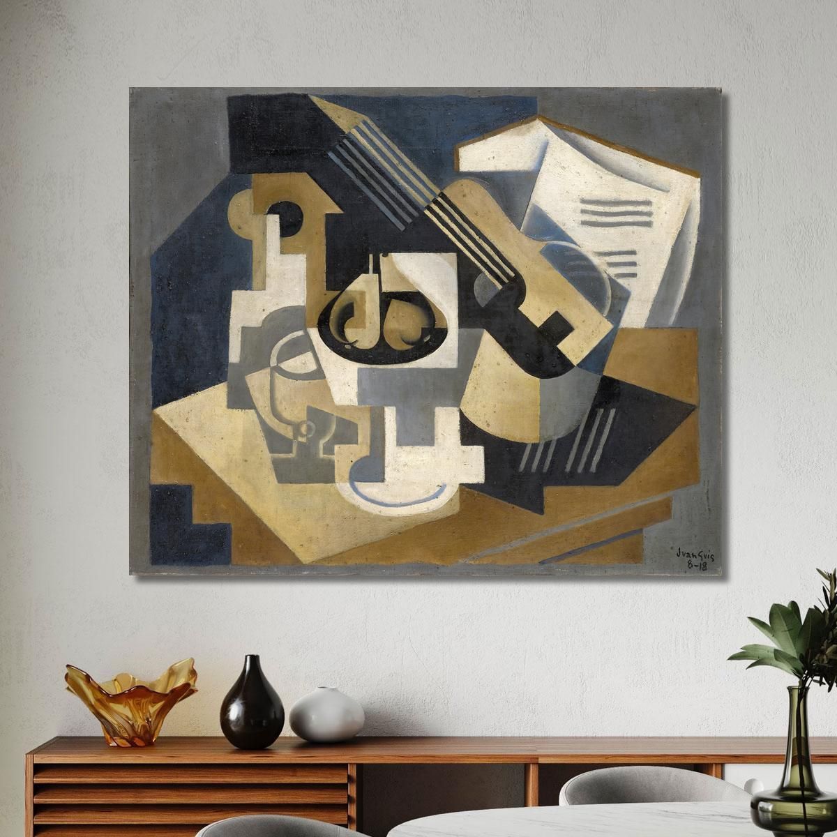 Guitar And Fruit Bowl On A Table Guitar And Fruit Bowl Juan Gris jgr29 canvas print 