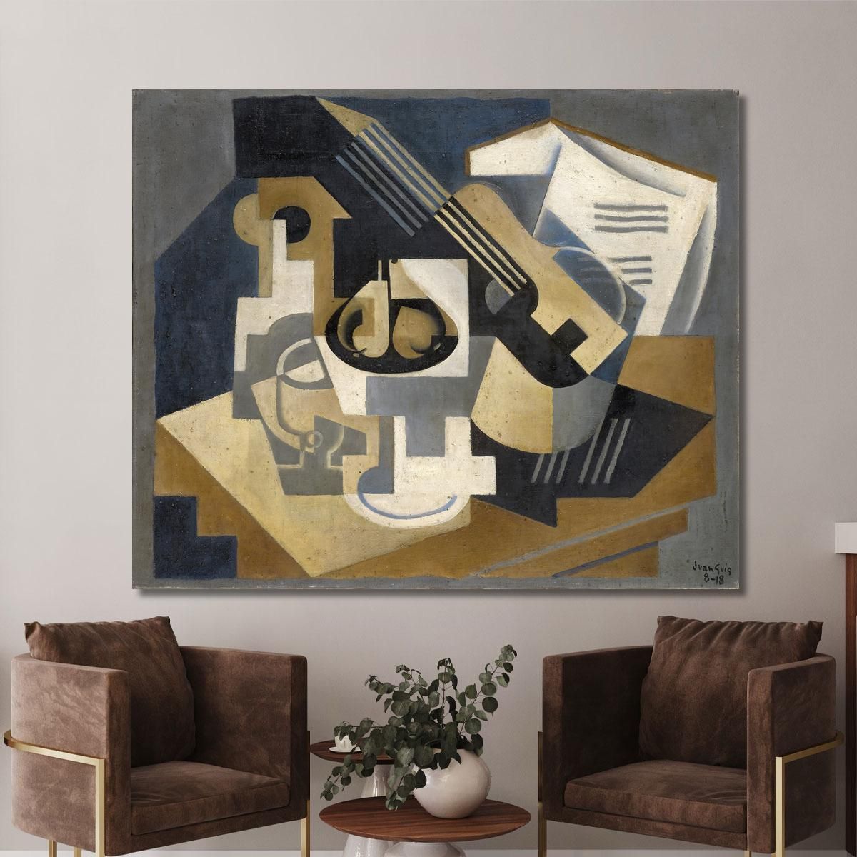 Guitar And Fruit Bowl On A Table Guitar And Fruit Bowl Juan Gris jgr29 canvas print 