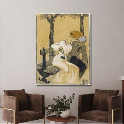 Man And Woman On Bench Juan Gris jgr52 canvas print 