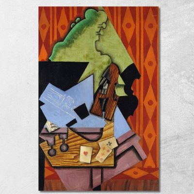 Violin And Playing Cards On A Table Juan Gris jgr77 canvas print 