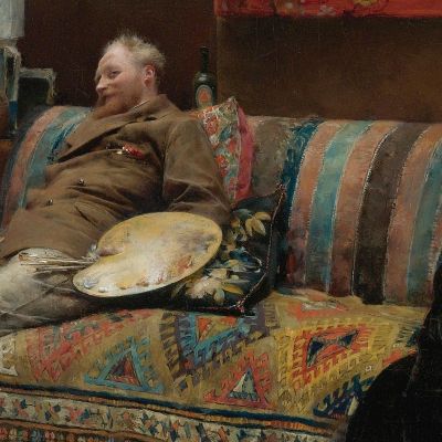 Bouderie Gustave Courtois In His Studio Pascal Dagnan Bouveret pdb6 canvas print