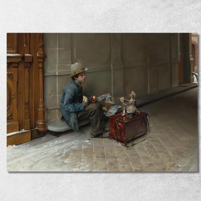 The Petit Savoyard Eating In Front Of An Entrance To A House Pascal Dagnan Bouveret pdb36 canvas print 