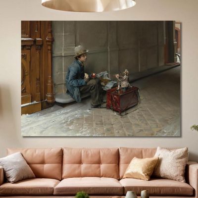 The Petit Savoyard Eating In Front Of An Entrance To A House Pascal Dagnan Bouveret pdb36 canvas print 
