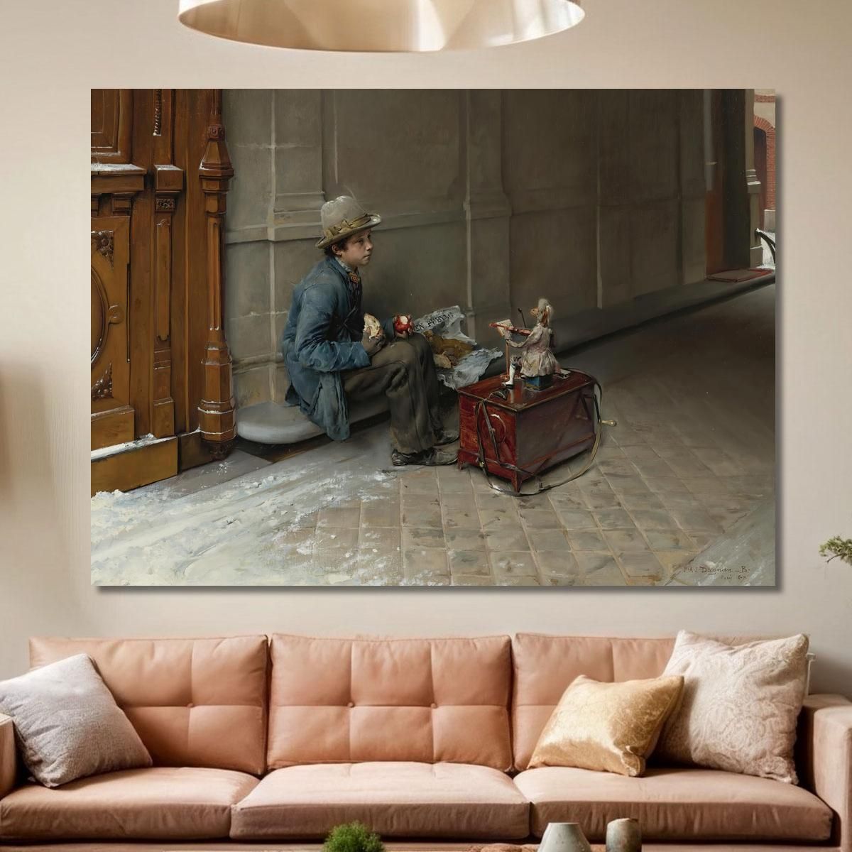 The Petit Savoyard Eating In Front Of An Entrance To A House Pascal Dagnan Bouveret pdb36 canvas print 