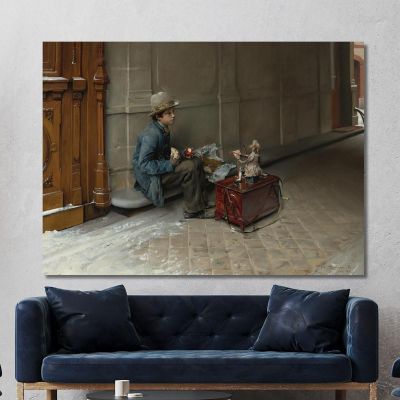 The Petit Savoyard Eating In Front Of An Entrance To A House Pascal Dagnan Bouveret pdb36 canvas print 