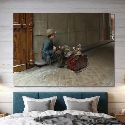 The Petit Savoyard Eating In Front Of An Entrance To A House Pascal Dagnan Bouveret pdb36 canvas print 