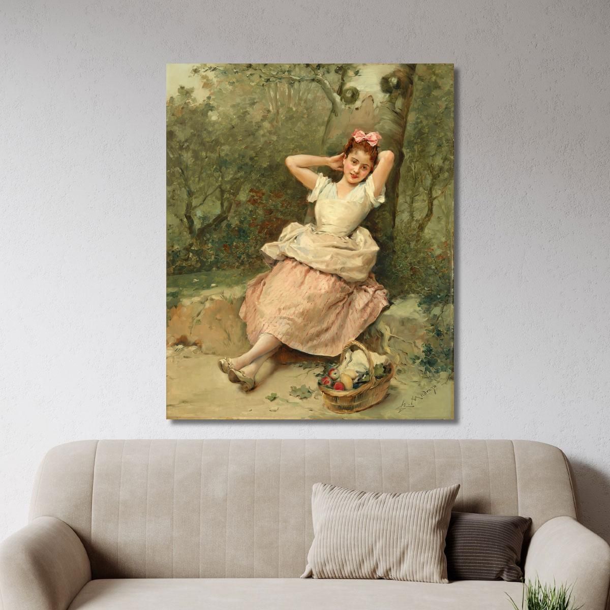 Young Girl Sitting At The Foot Of A Tree Raimundo de Madrazo y Garreta rmg47 canvas print 