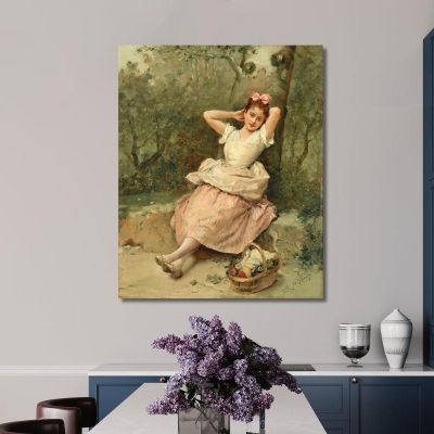 Young Girl Sitting At The Foot Of A Tree Raimundo de Madrazo y Garreta rmg47 canvas print 