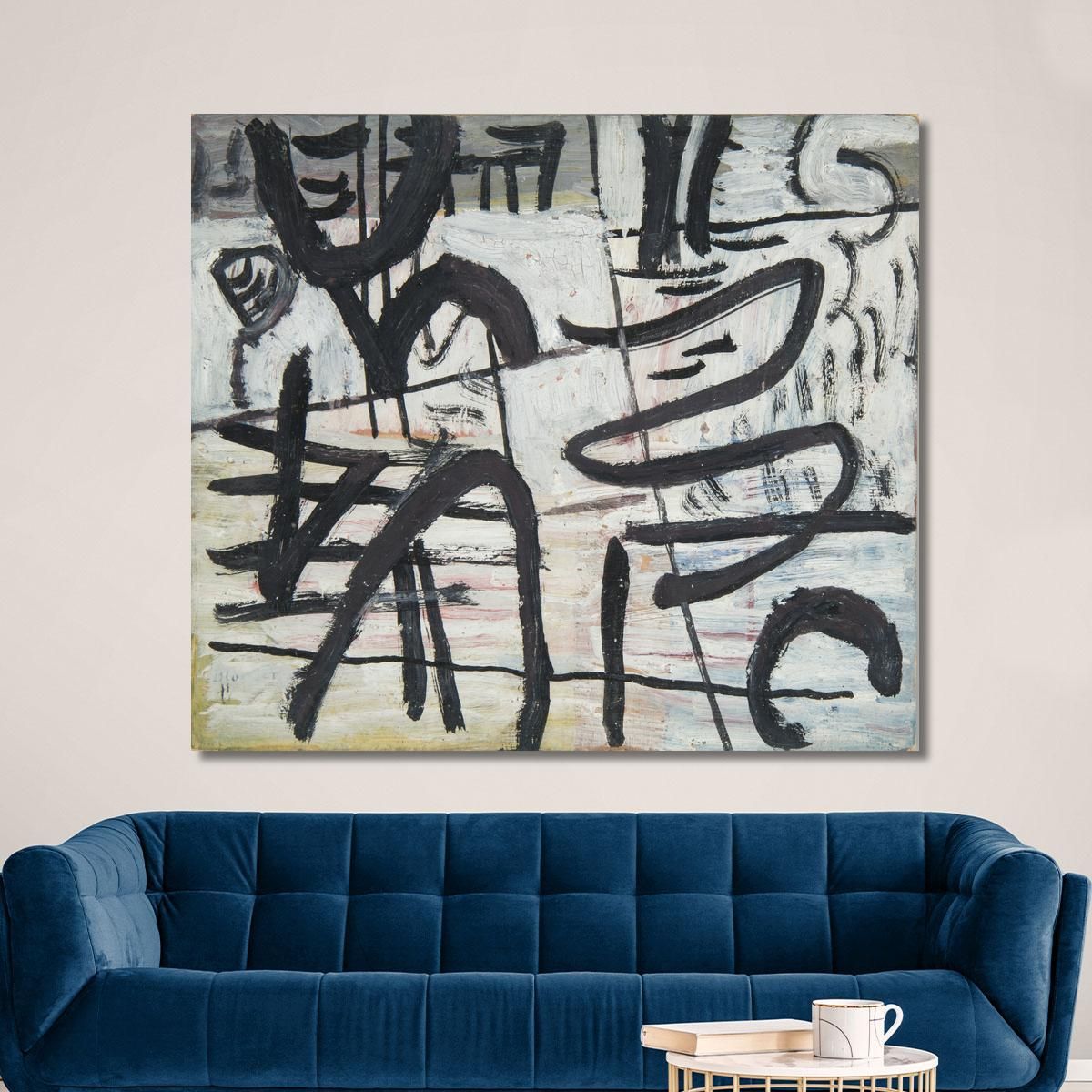 Abstract Composition With Black Lines Sasza Blonder sbl7 canvas print 