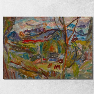Mountain Landscape With Cows Sasza Blonder sbl13 canvas print 