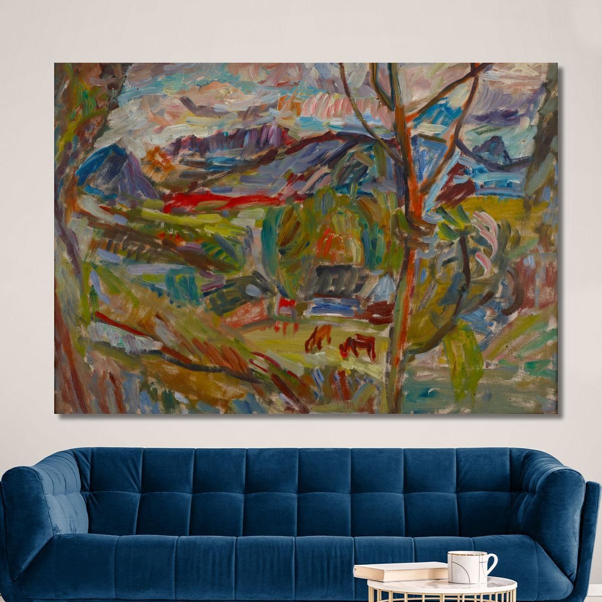 Mountain Landscape With Cows Sasza Blonder sbl13 canvas print 