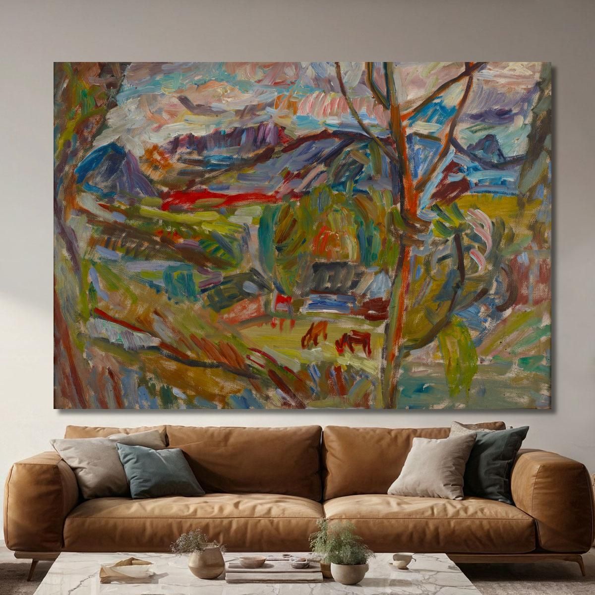 Mountain Landscape With Cows Sasza Blonder sbl13 canvas print 