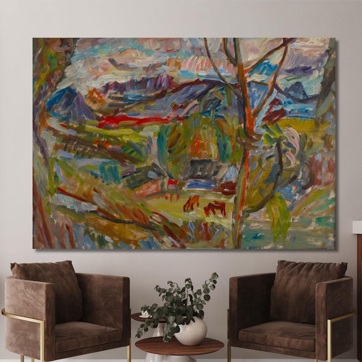 Mountain Landscape With Cows Sasza Blonder sbl13 canvas print 