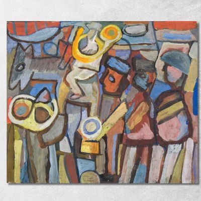Composition With People Marching Sasza Blonder sbl28 canvas print 