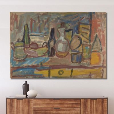 Still Life With Bottles And A Carafe Sasza Blonder sbl32 canvas print 