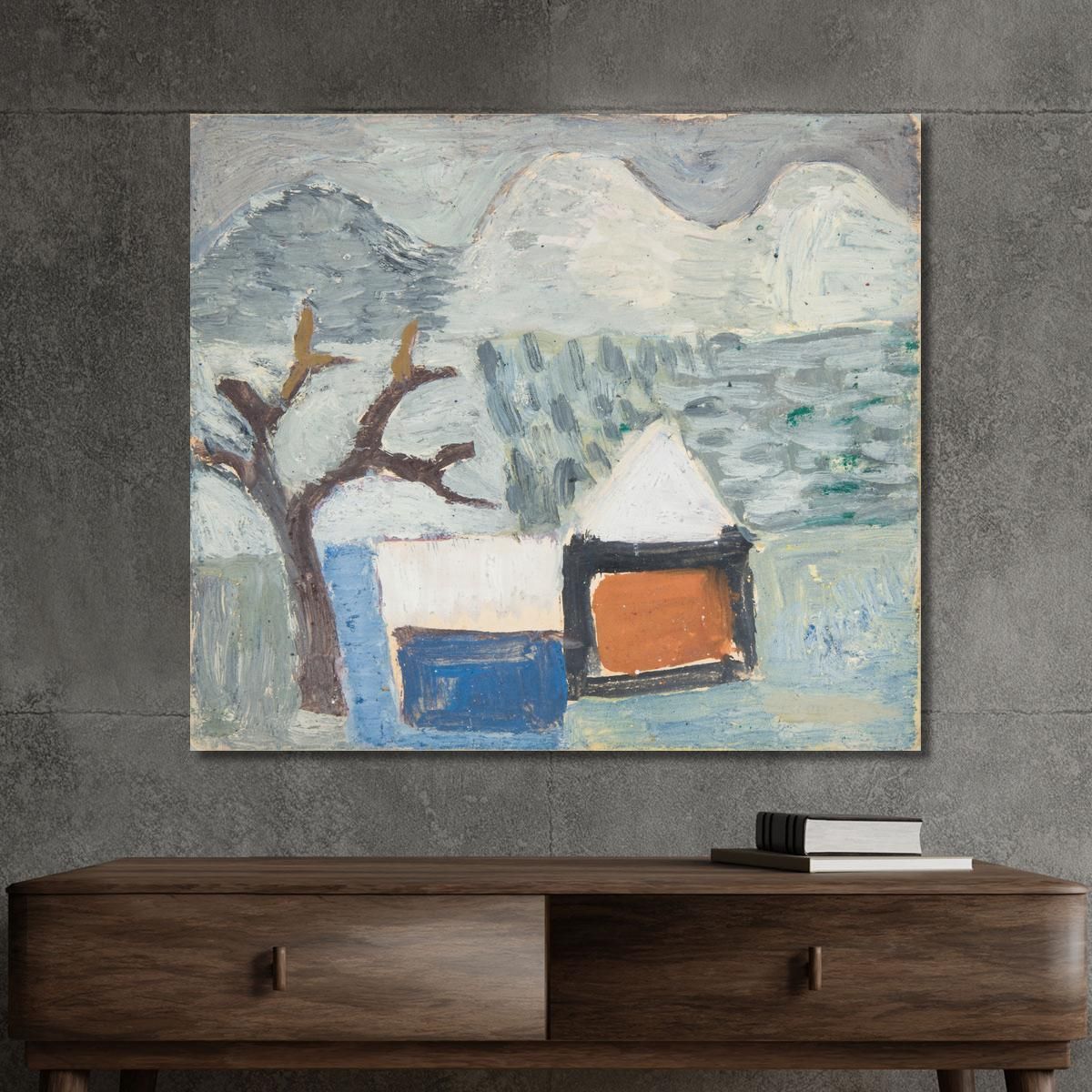 Winter Landscape With Houses Sasza Blonder sbl35 canvas print 
