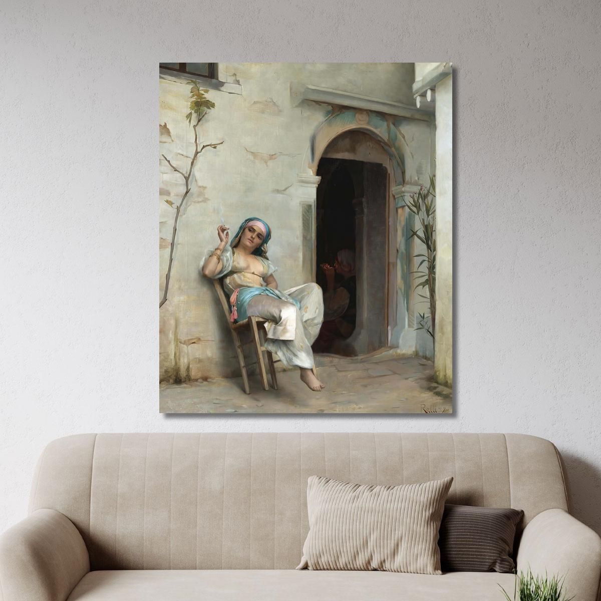 Turkish Woman Smoking Theodoros Ralli trl39 canvas print 