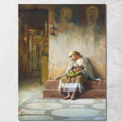 Young Girl Sleeping In A Church Theodoros Ralli trl43 canvas print 