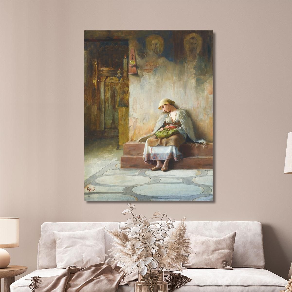 Young Girl Sleeping In A Church Theodoros Ralli trl43 canvas print 