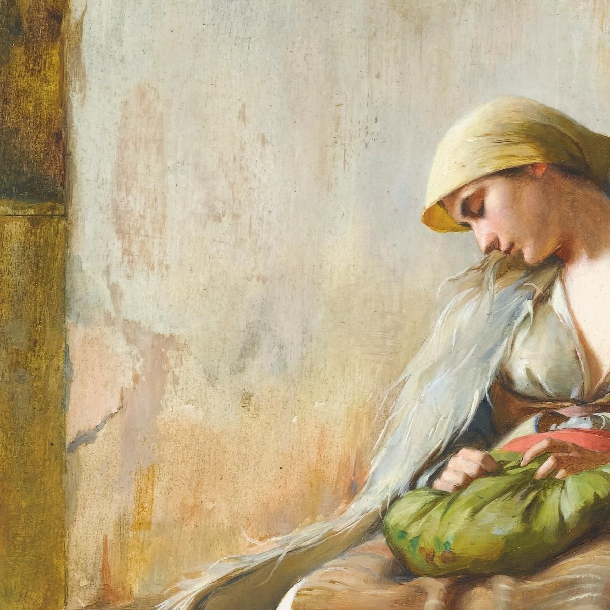 Young Girl Sleeping In A Church Theodoros Ralli trl43 canvas print
