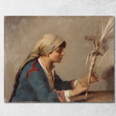 Young Girl Weaving Willow Branches Theodoros Ralli trl44 canvas print 