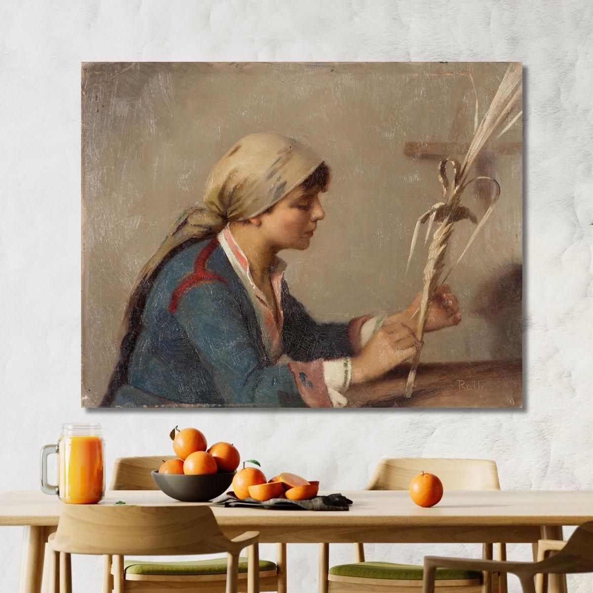 Young Girl Weaving Willow Branches Theodoros Ralli trl44 canvas print 